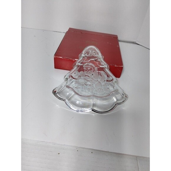 Gotham Holiday Traditions North Express Crystal Tree Treat Dish 8.5" with Santa - Picture 5 of 11